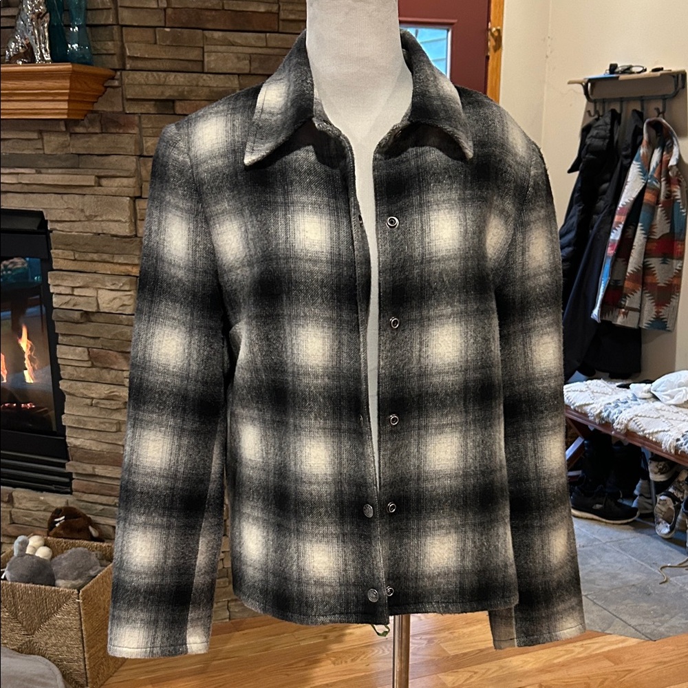 Evan Picone Black and White Plaid Utility Jacket